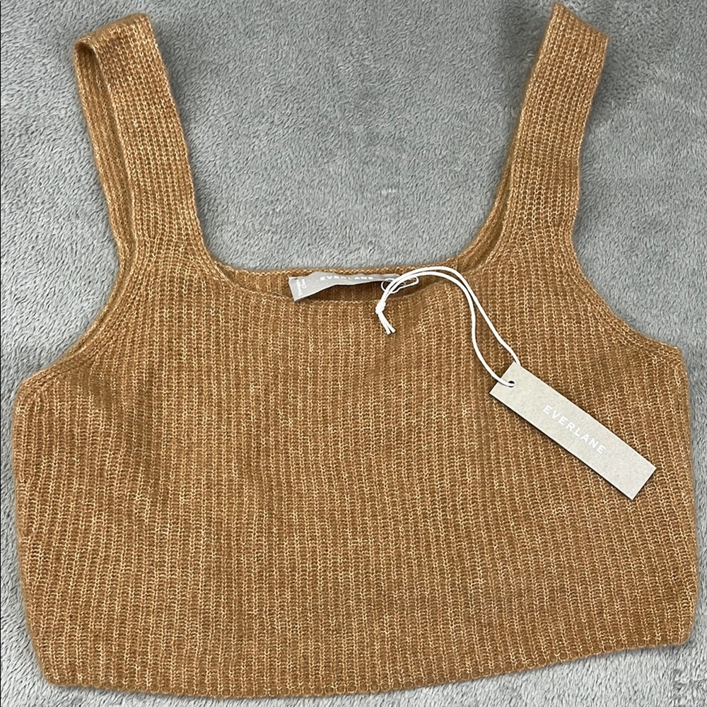 NEW Everlane M Wool Yak Blend Camel Ribbed Knit‎ Cropped Tank Bralette